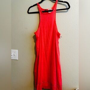 NWOT Free People orange summer dress with Raw edges in size XS/XP